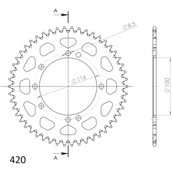 Alu-Rear Sprocket / Chain Wheel Supersprox 420/50t gold 17104AS50