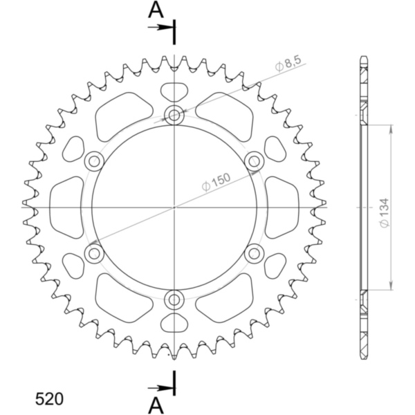Alu-Rear Sprocket / Chain Wheel Supersprox 520/47t black 17206AK47