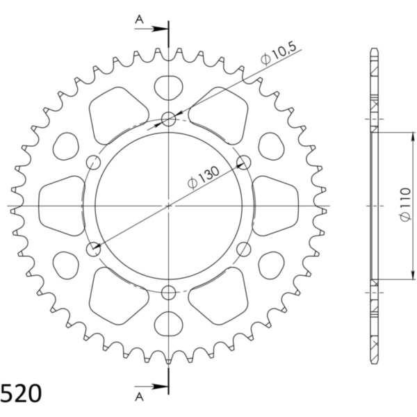 Alu-Rear Sprocket / Chain Wheel Supersprox 520/45t blue 13812AB45 fitting for MZ/MUZ 1000  1000 MZ1000 2007, 113/98 PS, 83/72 kw