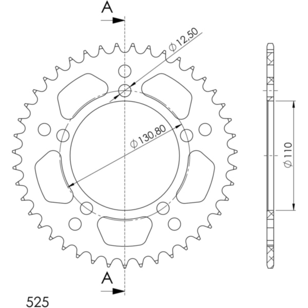 Alu-Rear Sprocket / Chain Wheel Supersprox 525/43t red 36700AR43