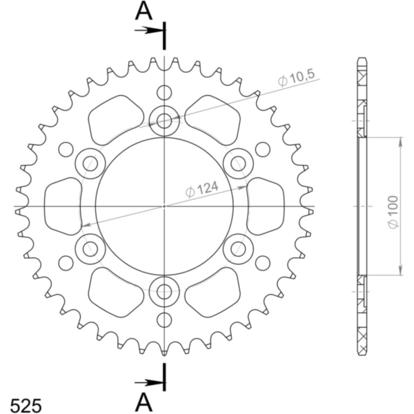 Alu-Rear Sprocket / Chain Wheel Supersprox 525/41t black 51609AK41