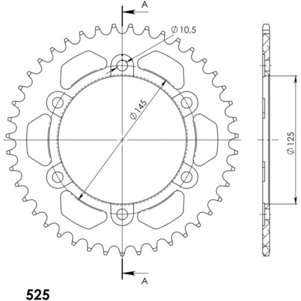 Alu-Kettenrad Supersprox 525/43Z schwarz 12603AK43