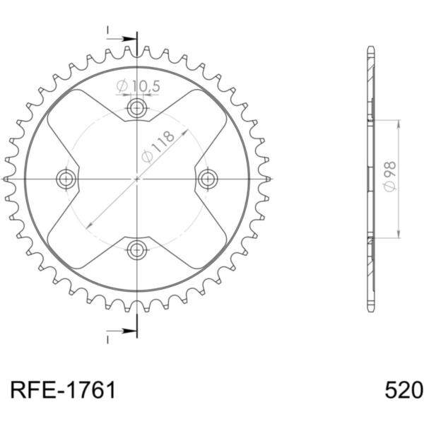 Steel-Rear Sprocket / Chain Wheel Supersprox 520/42t black 92220-42