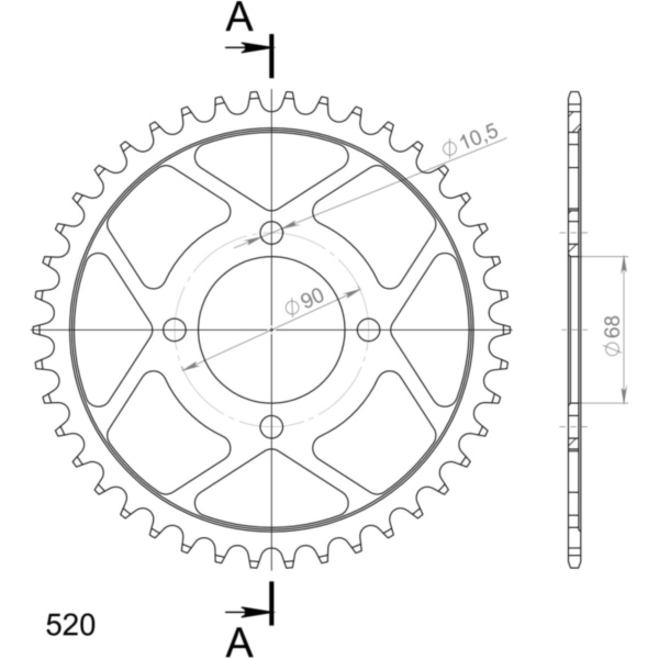 Steel-Rear Sprocket / Chain Wheel Supersprox 520/42t black