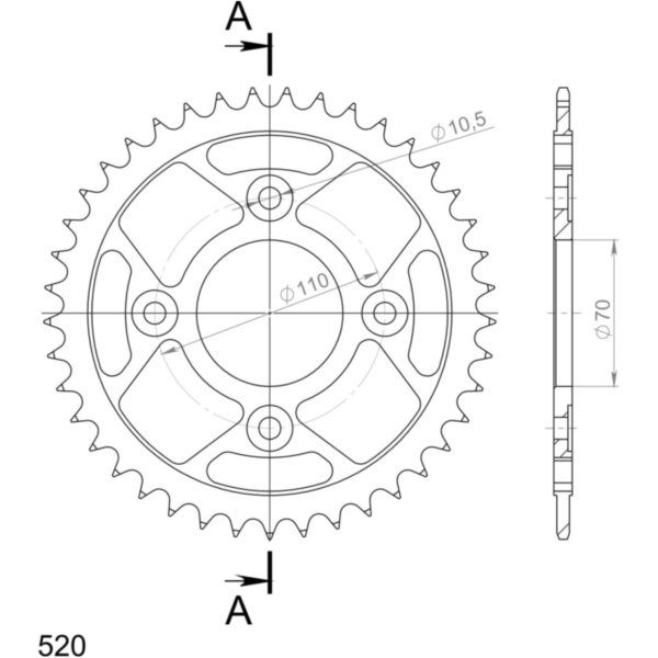 Steel-Rear Sprocket / Chain Wheel Supersprox 520/41t black 10406-41