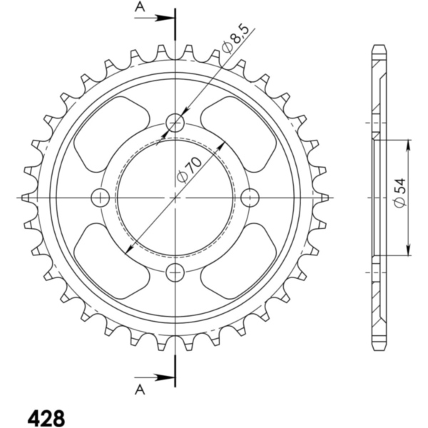 Steel-Rear Sprocket / Chain Wheel Supersprox 428/34t black 30263-34