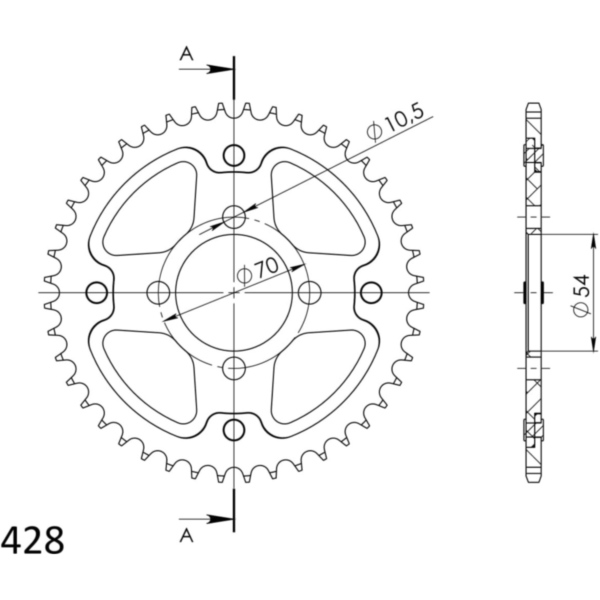 Stealth-Kettenrad Supersprox 428/42Z gold