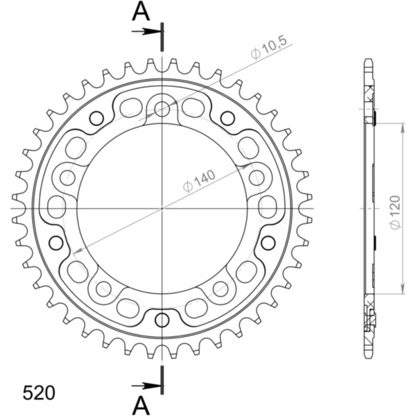 Stealth-Rear Sprocket / Chain Wheel Supersprox 520/41t black 15605K41