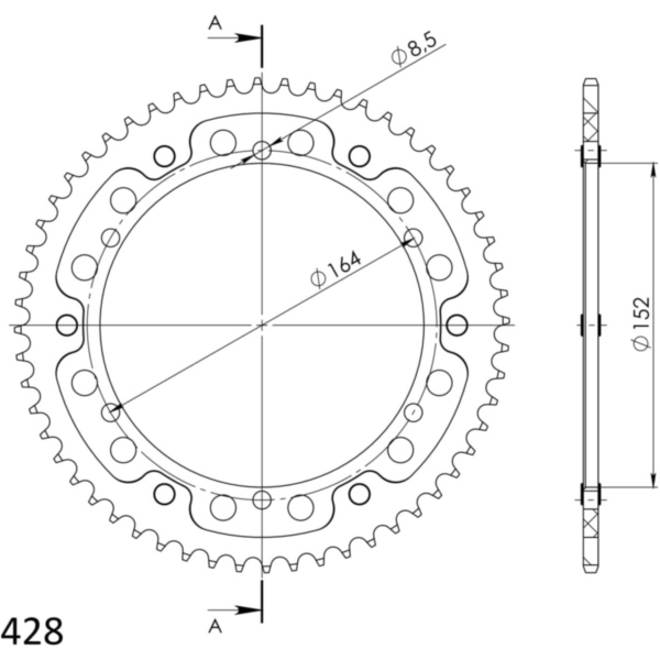 Stealth-Kettenrad Supersprox 428/56Z silber