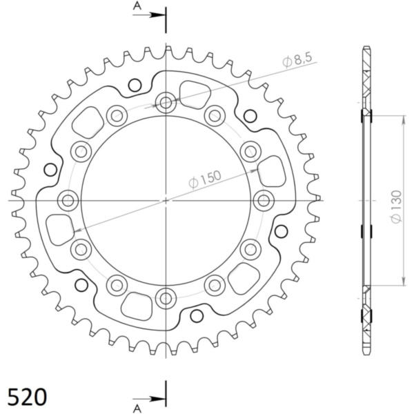Stealth-Kettenrad Supersprox 520/45Z gold 10304S45
