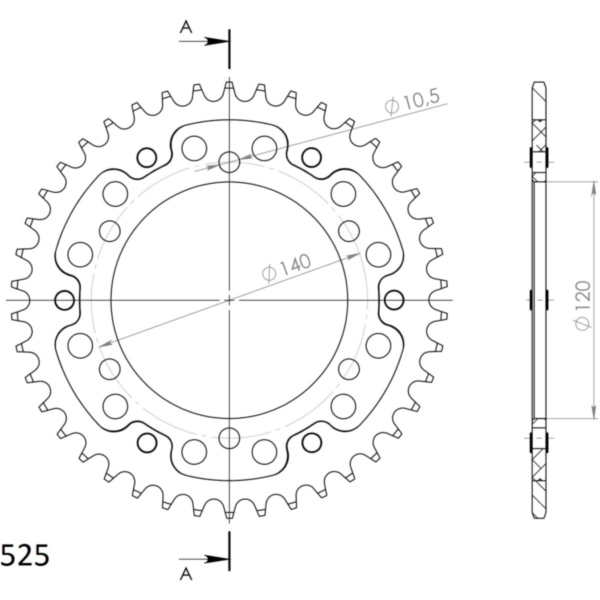 Stealth-Rear Sprocket / Chain Wheel Supersprox 525/42t black 16605K42