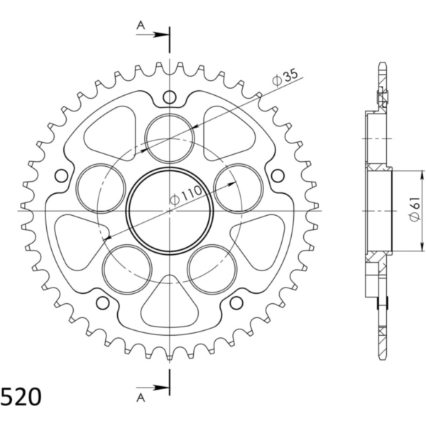 Stealth-Rear Sprocket / Chain Wheel Supersprox 520/43t black 92667K43