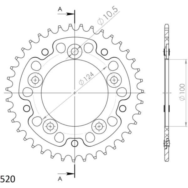 Stealth-Rear Sprocket / Chain Wheel Supersprox 520/39t black 50613K39