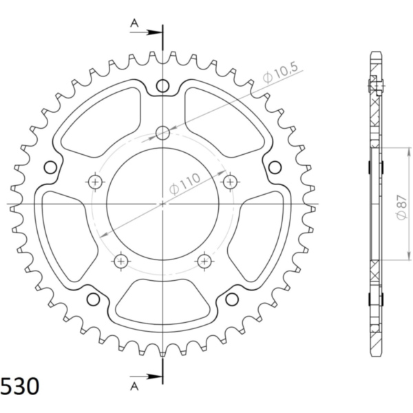 Stealth-Kettenrad Supersprox 530/45Z schwarz 14601K45