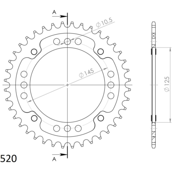 Stealth-Rear Sprocket / Chain Wheel Supersprox 520/40t gold 12505S40