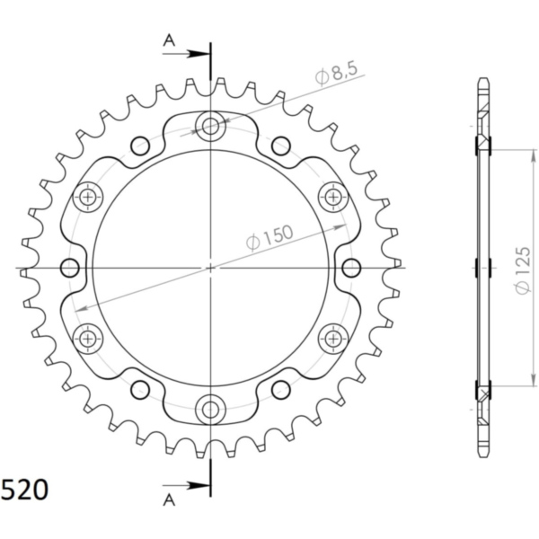 Stealth-Rear Sprocket / Chain Wheel Supersprox 520/38t gold 71304S38
