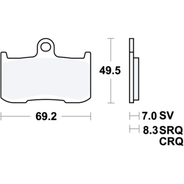 Bremsbeläge Bremsklotz Carbon CRQ TRW MCB737CRQ passend für Triumph Daytona  675 D67LC 2007, 124/98/34 PS, 91/72/25 kw