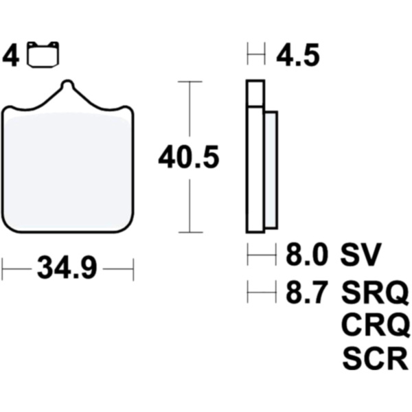 Bremsbeläge Bremsklotz Carbon CRQ TRW MCB829CRQ passend für BMW S ABS DDC 1000 2R10/K47 2019, 165 PS, 121 kw