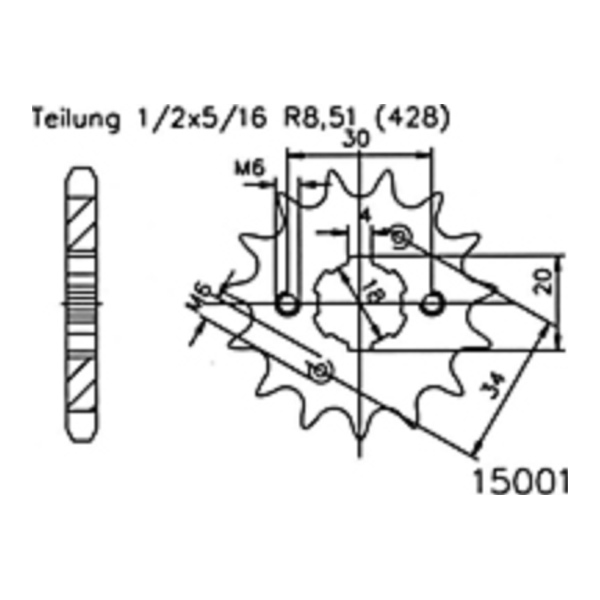 ESJOT Kettenritzel, 14 Zähne 92-15001-14 passend für Sachs X-Road  125 678 2008, 13,3 PS, 9,8 kw