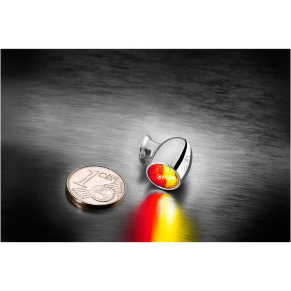 Kellermann Bullet Atto DF, rear/brake light indicator, chrome, clear glass, piece