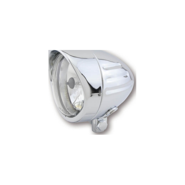 Lampe Licht SHIN YO 90 mm Chromscheinwerfer BULLET GROOVED mit Visier, unt. Bef.