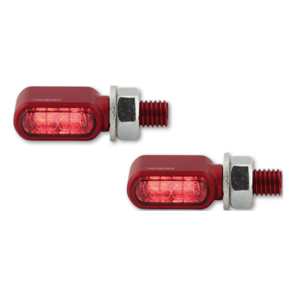 Lampe HIGHSIDER CNC LED Rück-, Bremslicht, Blinker LITTLE BRONX, rot, getönt, E-geprüft, Paar