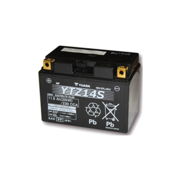 Akku YUASA Batterie YTZ 14 S wartungsfrei (AGM) befüllt, 11,2Ah passend für KTM Super Duke R8 990  2010-2010, 