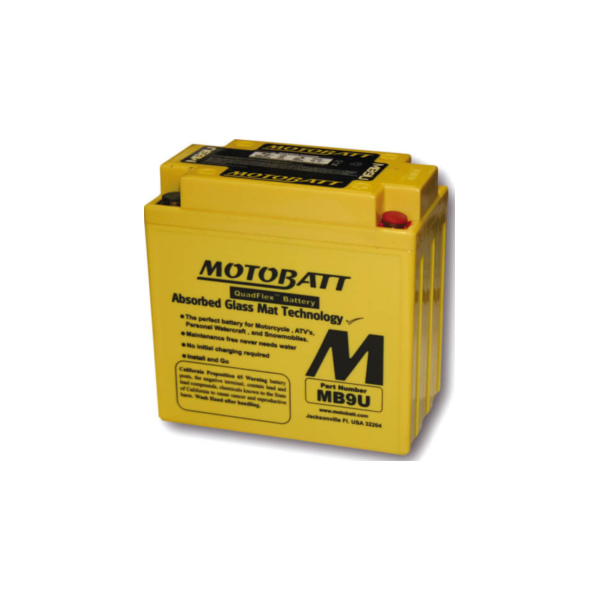 MOTOBATT Battery MB9U, 4-pole fitting for Piaggio Fly  125 M42100 2007, 10,4 PS, 7,65 kw