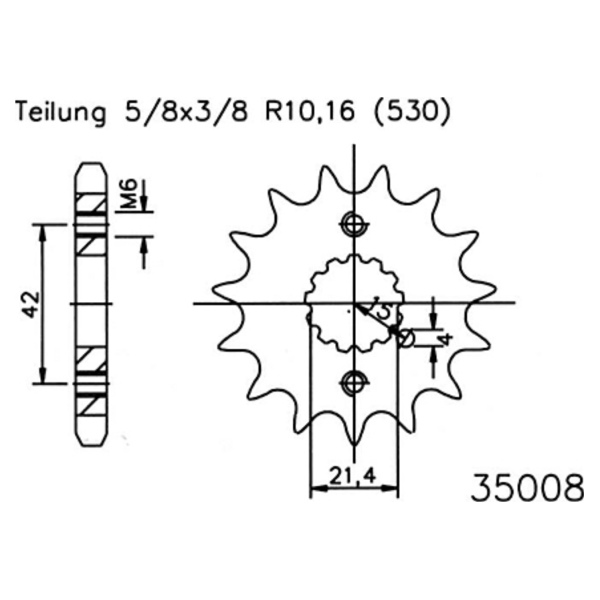 ESJOT Kettenritzel, gummiert, 16 Zähne 92-35008-16G