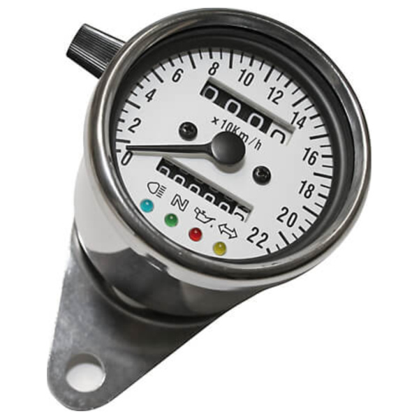 Edelstahl-Tacho, 1000 RPM, Ø 60 mm, Ziffernblatt weiß, blau illuminierend