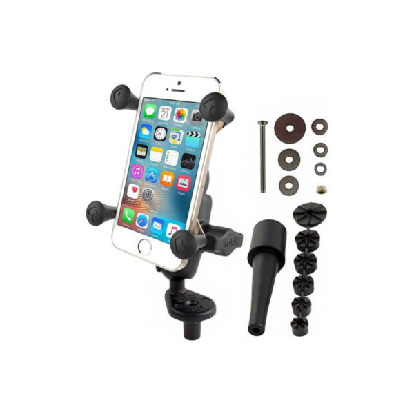 RAM Mounts Motorradhalterung mit X-Grip Universal Halteklammer für Smartphones - Lenkerkopf-Adapter