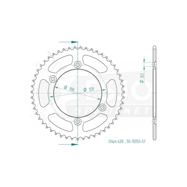 ESJOT Sprocket, 51 teeth 92-15053-51