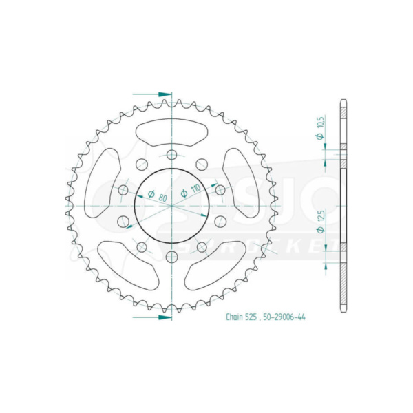 ESJOT Sprocket, 44 teeth 92-29006-44 fitting for Honda CB  500 PC32 1996-1999, 