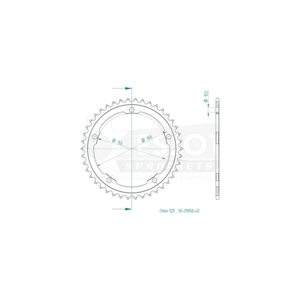 ESJOT Chain wheel, 42 teeth, 525 pitch (5/8x5/16)
