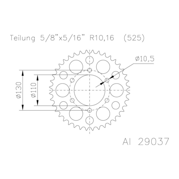 ESJOT Alu-Kettenrad 47 Zähne 525er Teilung (5/8x5/16) 93-29037-47 passend für Yamaha YZF R6 600 RJ111 2006-2006, 