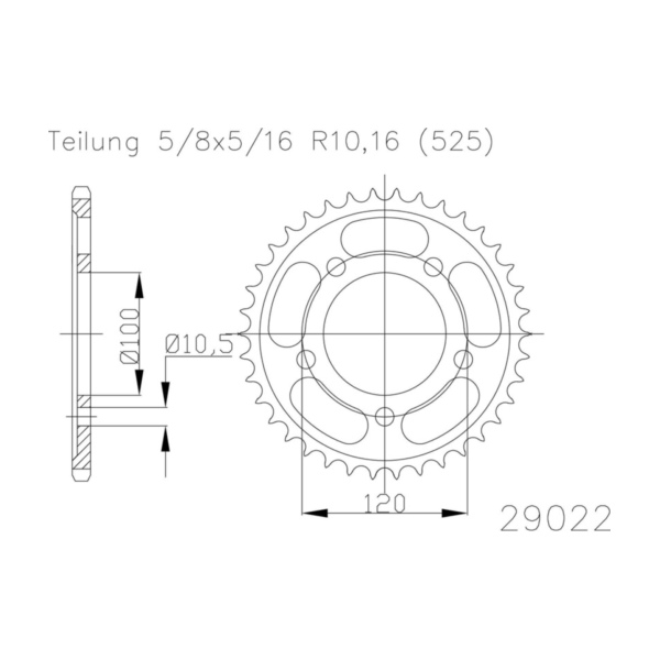 Kettenblat ESJOT Kettenrad, 42 Zähne 92-29022-42