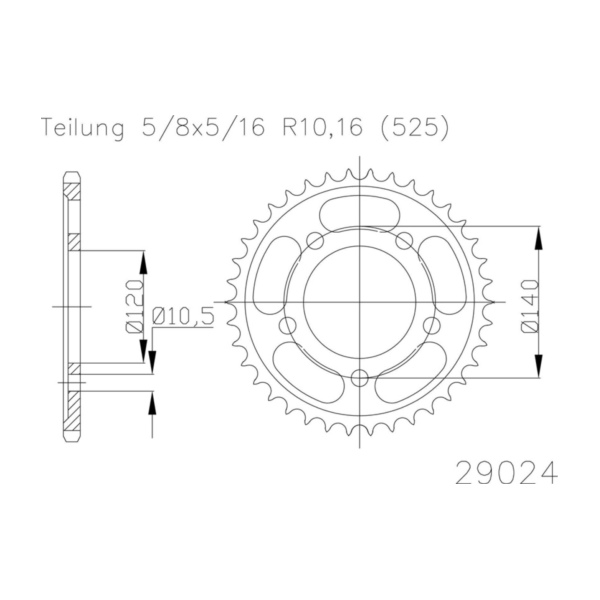 Kettenblat ESJOT Kettenrad, 43 Zähne 92-29024-43
