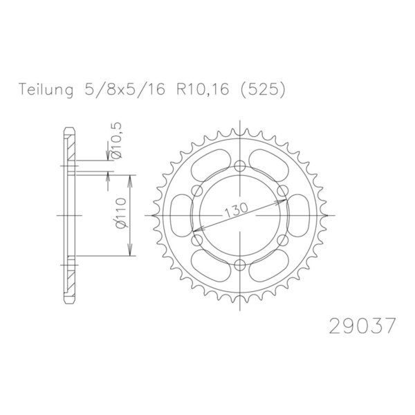 Kettenblat ESJOT Kettenrad, 44 Zähne 92-29037-44