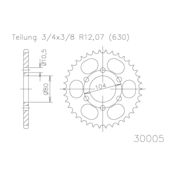 Chain wheel, 38 teeth