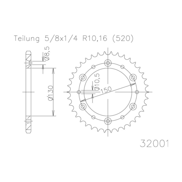 Kettenblat ESJOT Kettenrad, 45 Zähne 92-32001-45