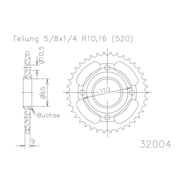 Kettenblat ESJOT Kettenrad, 36 Zähne 92-32004-36