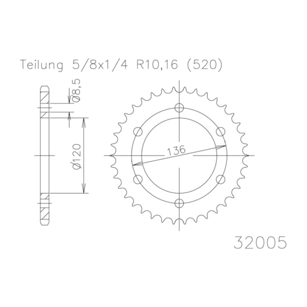 Kettenblat ESJOT Kettenrad, 41 Zähne 92-32005-41 passend für Yamaha TZR  250 2MA 1987, 50 PS, 37 kw