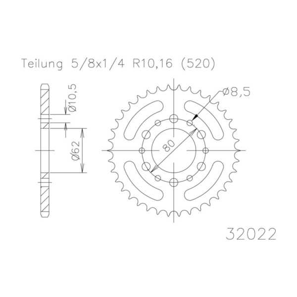 Kettenblat ESJOT Kettenrad, 46 Zähne 92-32022-46 passend für Yamaha XT  250 3Y3 1981, 22 PS, 16 kw