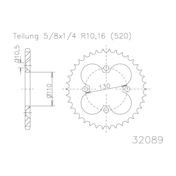 Kettenblat ESJOT Kettenrad, 38 Zähne 92-32089-38
