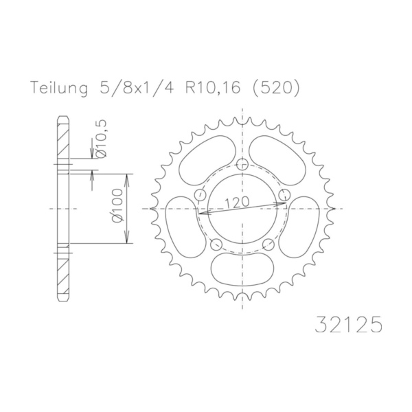 Kettenblat ESJOT Kettenrad, 44 Zähne 92-32125-44