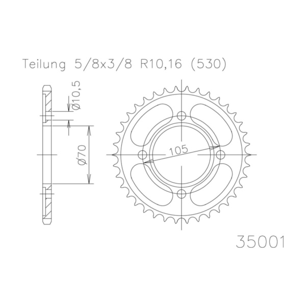 Kettenblat ESJOT Kettenrad, 38 Zähne 92-35001-38