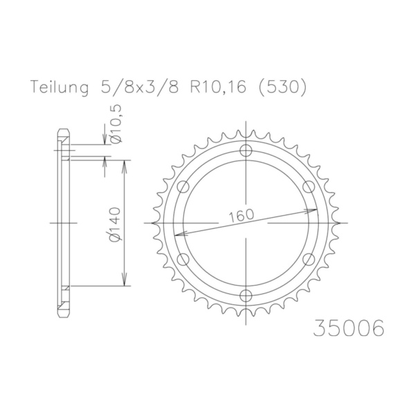 Kettenblat ESJOT Kettenrad, 48 Zähne 92-35006-48