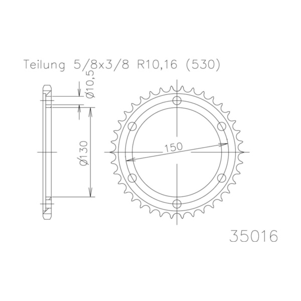Kettenblat ESJOT Kettenrad, 43 Zähne 92-35016-43