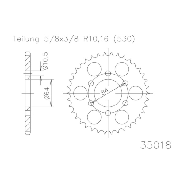 Kettenblat ESJOT Kettenrad, 44 Zähne 92-35018-44