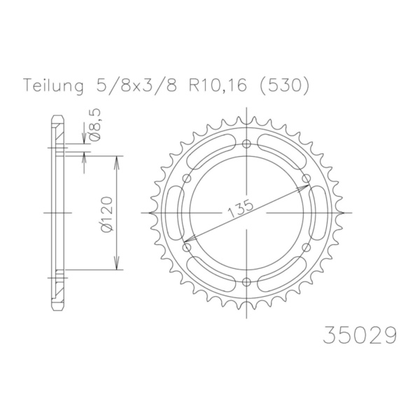 Kettenblat ESJOT Kettenrad, 44 Zähne 92-35029-44